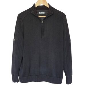 Mizuno Sweater Mens Small Black 1/4 Zip Rib Knit Lined Windbreaker Pullover Golf